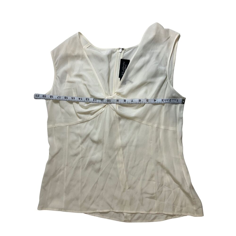 St. John Couture Ivory Silk Draped Twist Front Sleeveless Top Size 14 - Picture 5 of 10